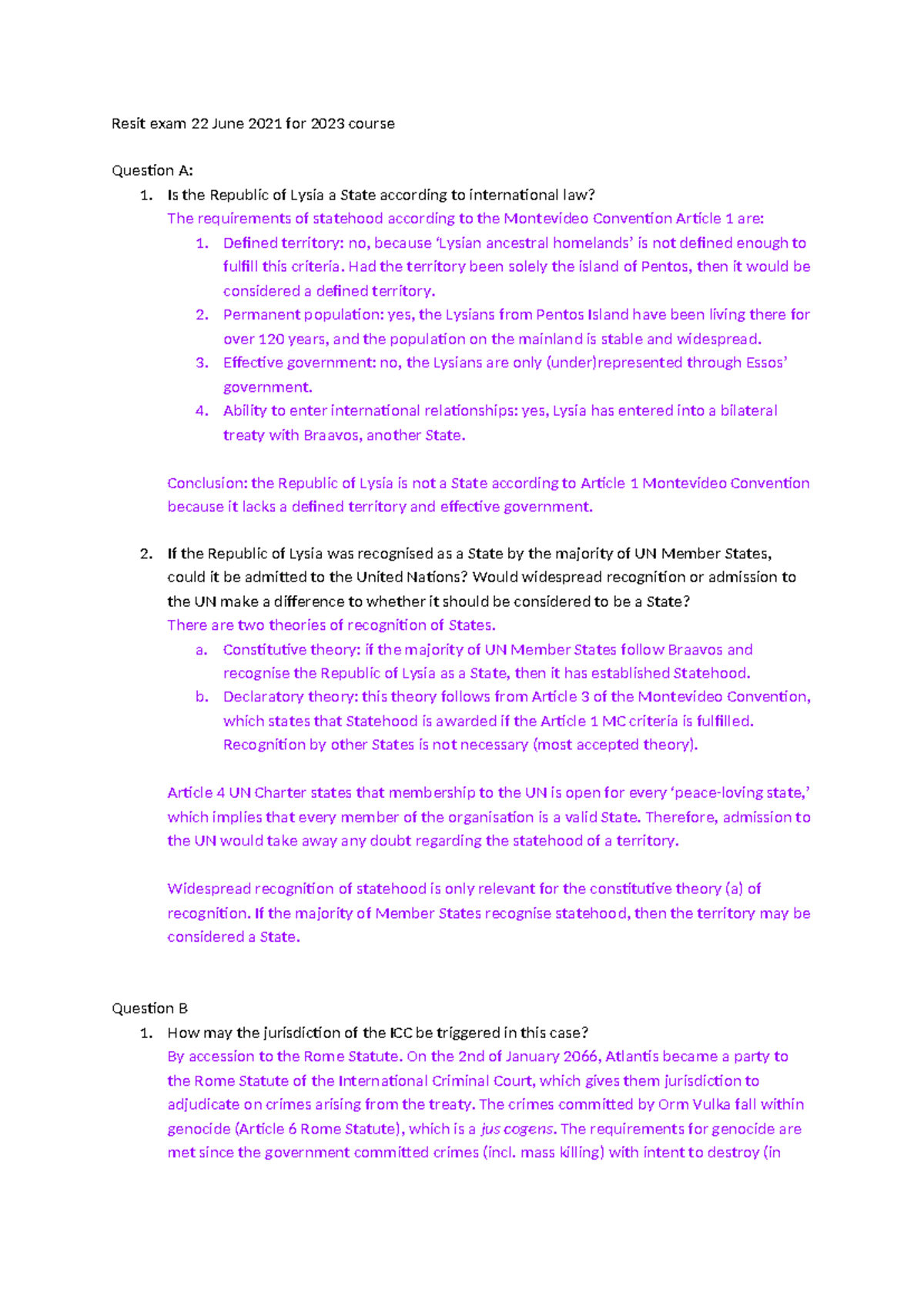 IIEL Mock Exam Resit - International Law & EU Competence Questions ...