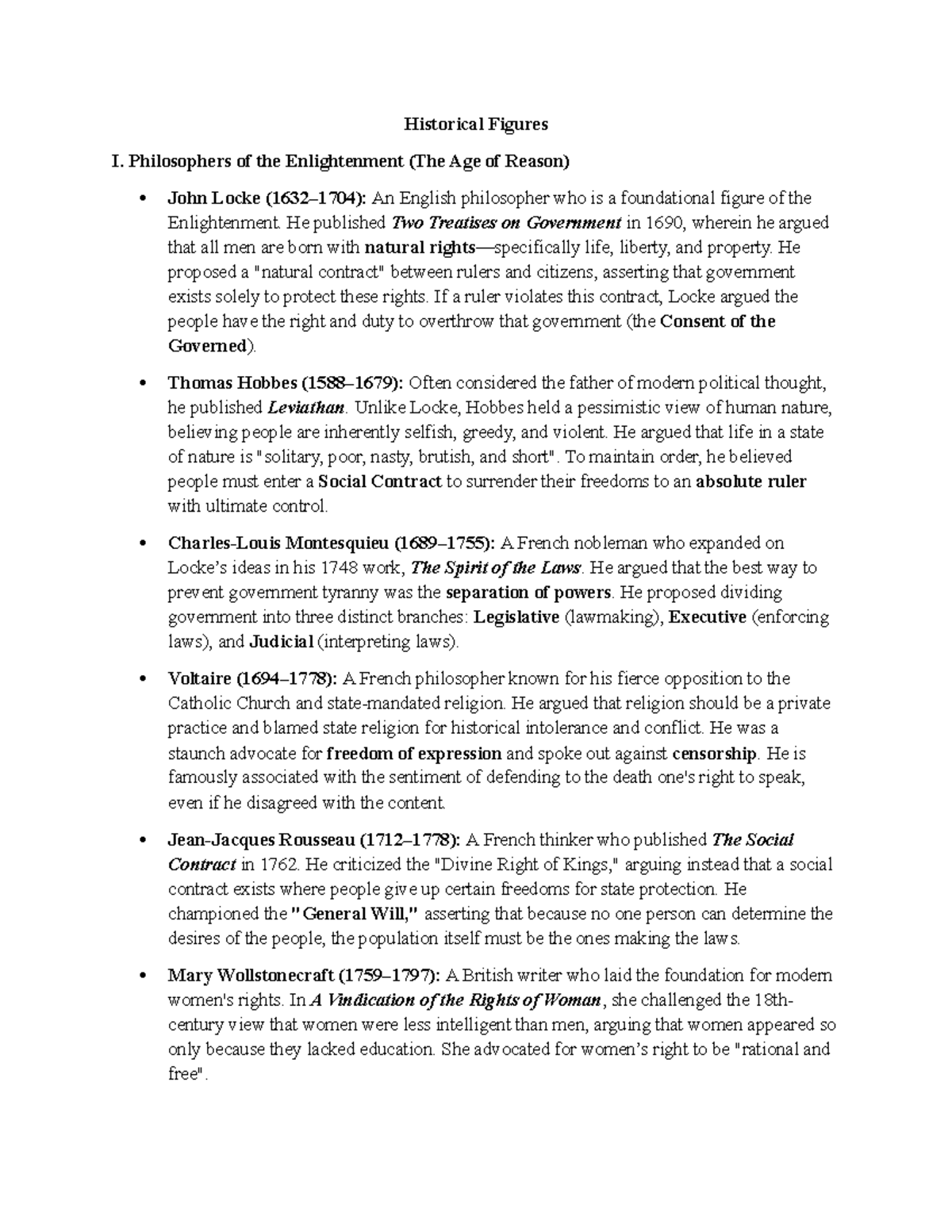 Historical Figures I: Key Thinkers of the Enlightenment and Revolutions ...