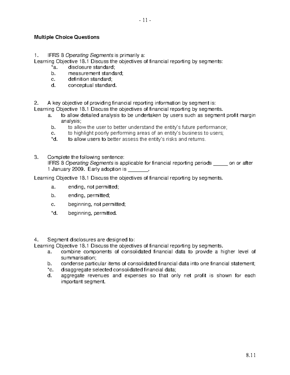 VCE Business Management Unit 3 AOS 1 - IFRS 8 MCQ Resource Pack - Studocu