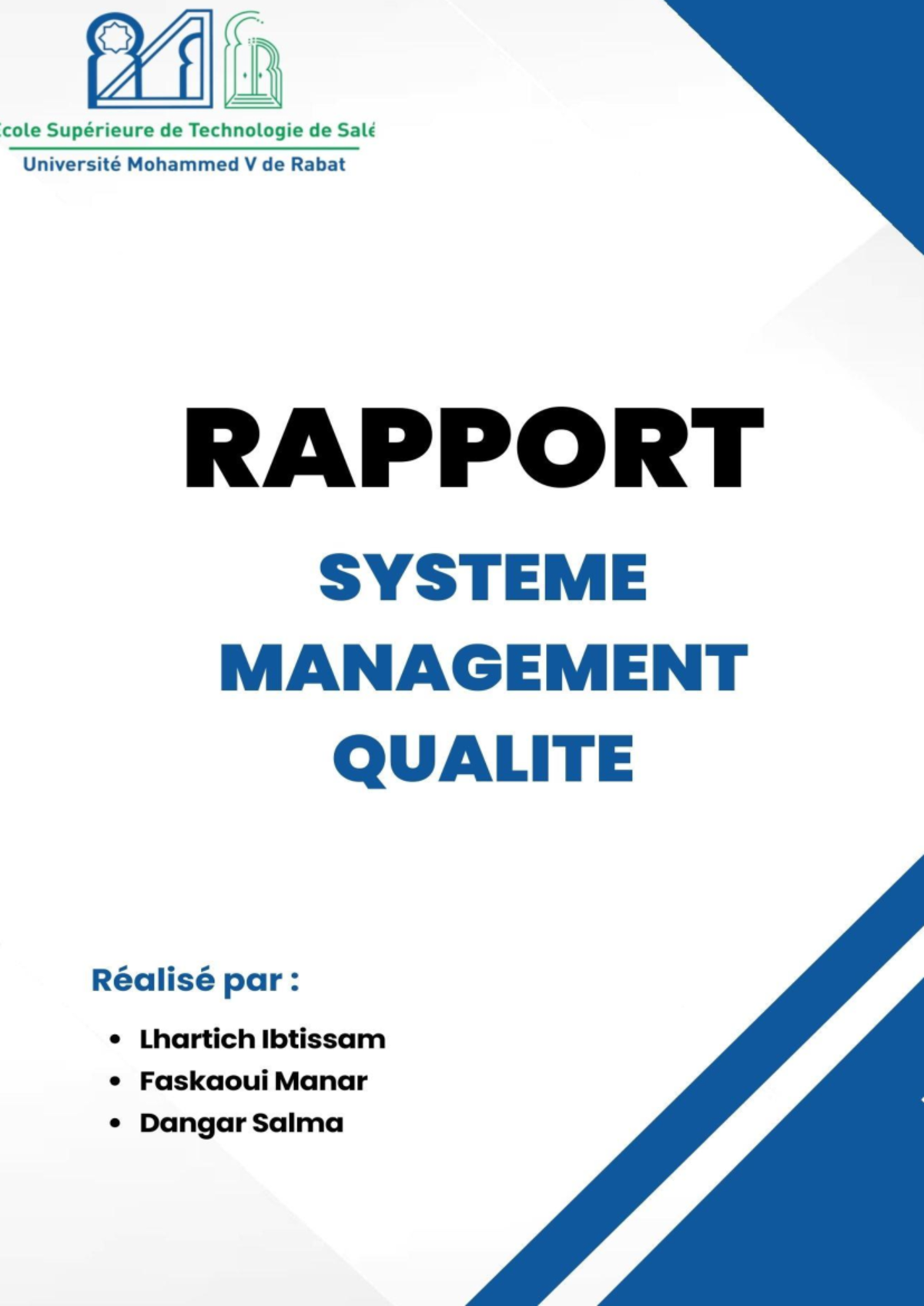 Rapport SMQ : Résumé et Analyse des Systèmes de Management de la ...