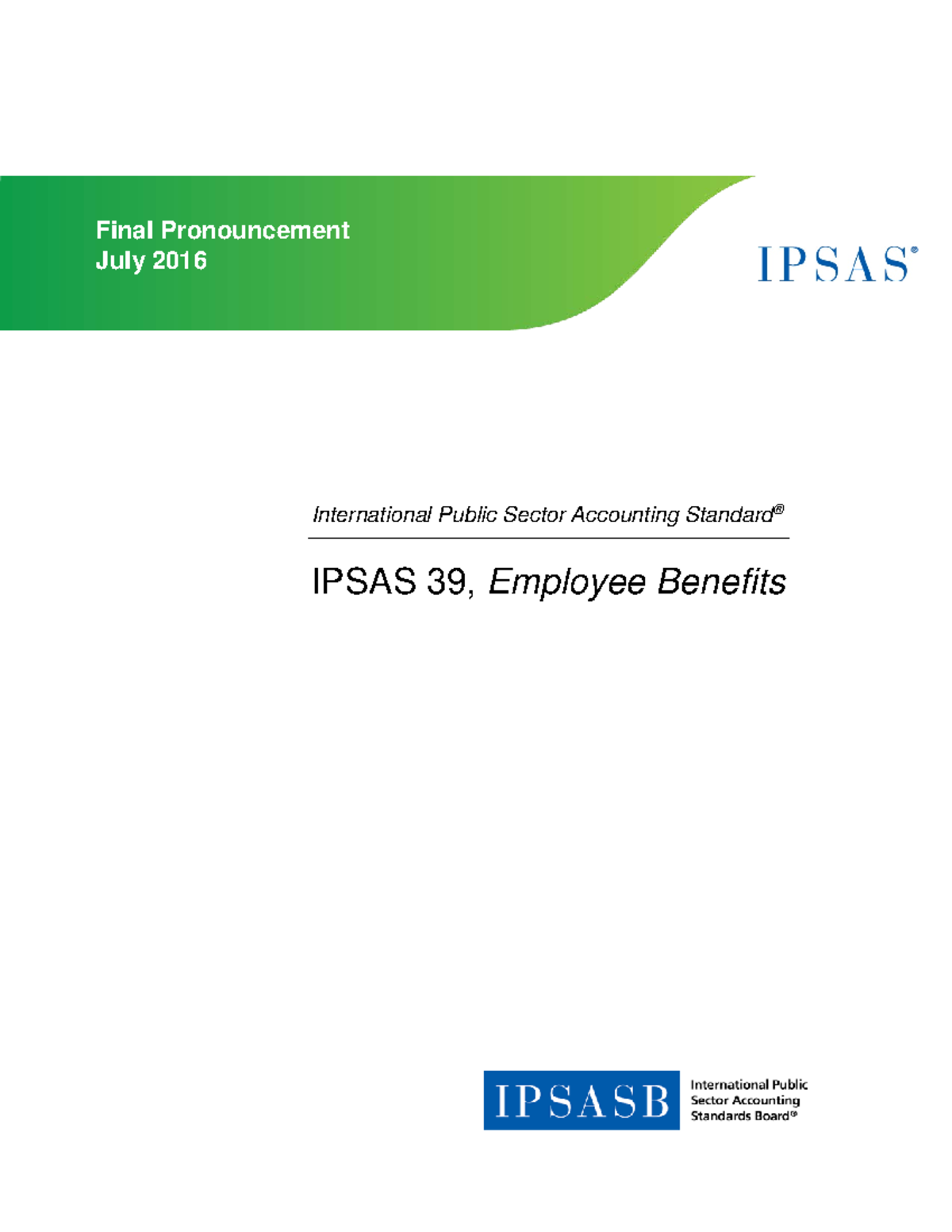 IPSAS 39: Comprehensive Guide to Employee Benefits Standards - Studocu