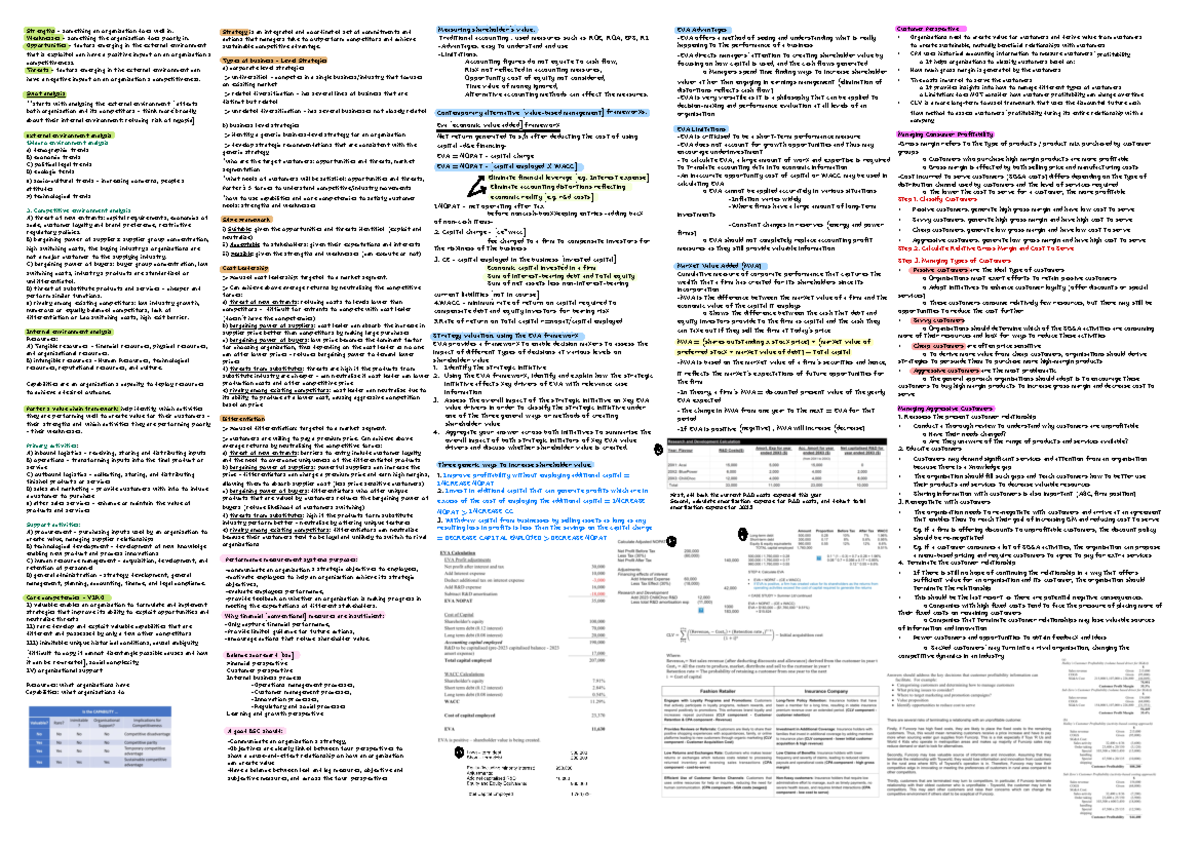 ACCT3583 Final Exam Study Notes: SWOT & Strategic Analysis - Studocu