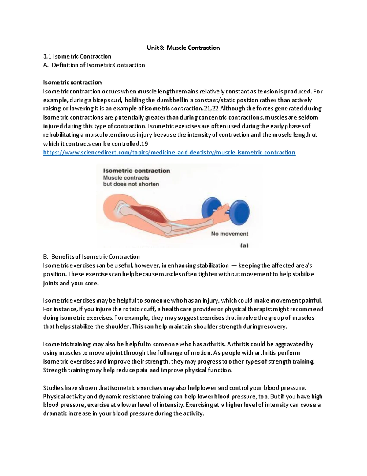 Unit 3: Isotonic Muscle Contraction - Types & Benefits Overview - Studocu