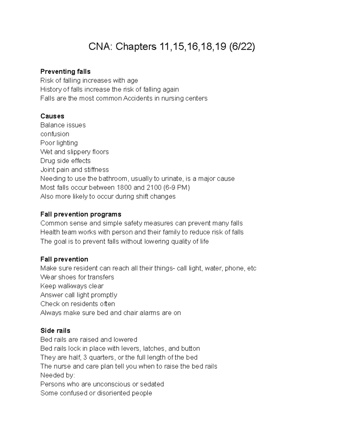 Nursing Assistant Program Study Guide: Quiz 3 (Chapters 27, 32-40 ...