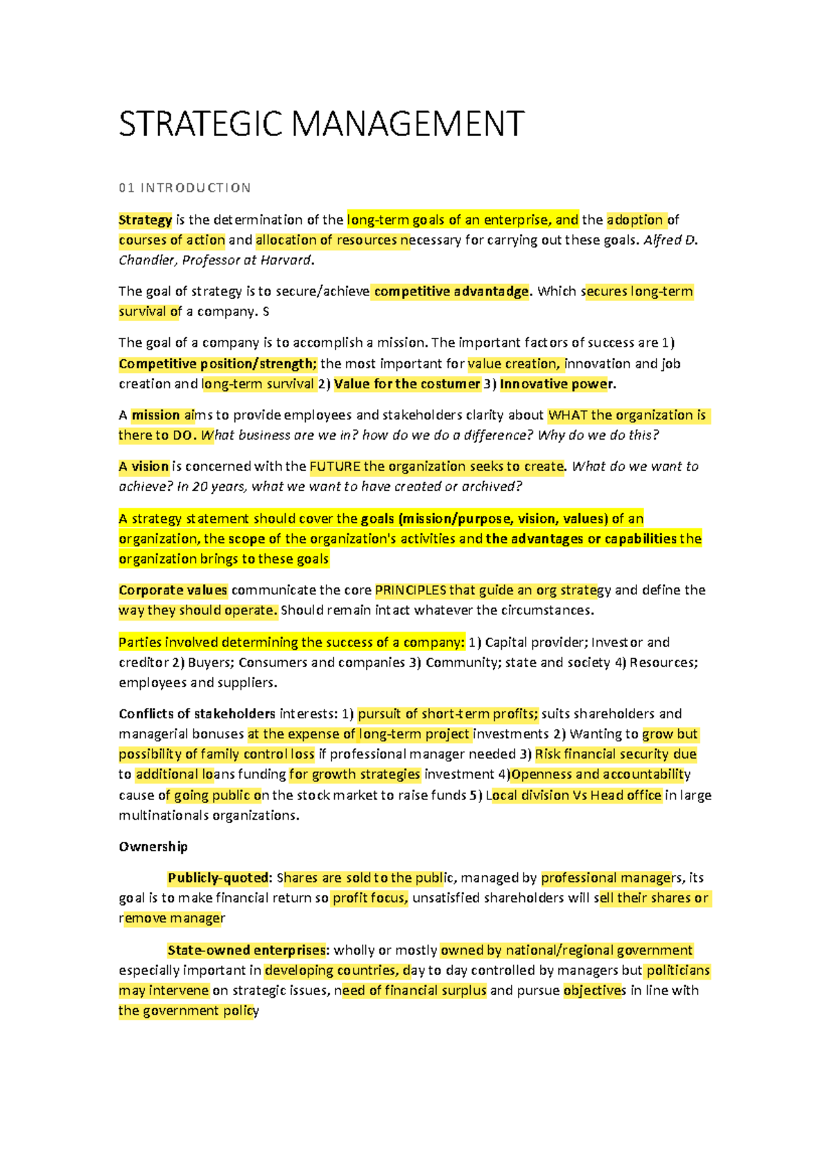 Strategic MGMT - Comprehensive Summary and Key Concepts - Studocu