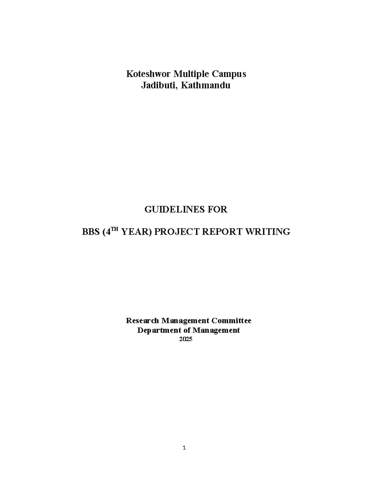 BBS 4th Year Project Report Writing Guidelines - MGT 401 Standards ...