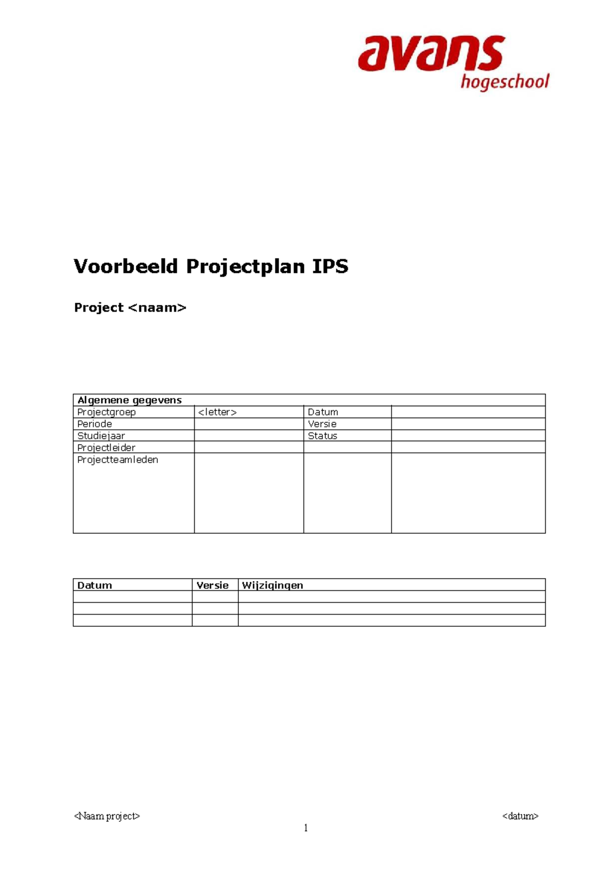 Voorbeeld Projectplan IPS: Structuur en Beheersing van Projecten ...