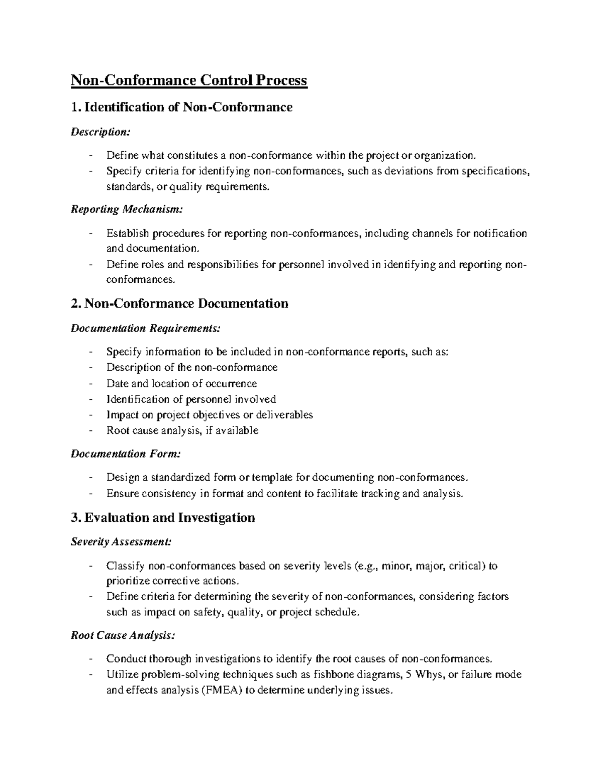 Non-Conformance Control Process: Identification to Implementation Guide ...