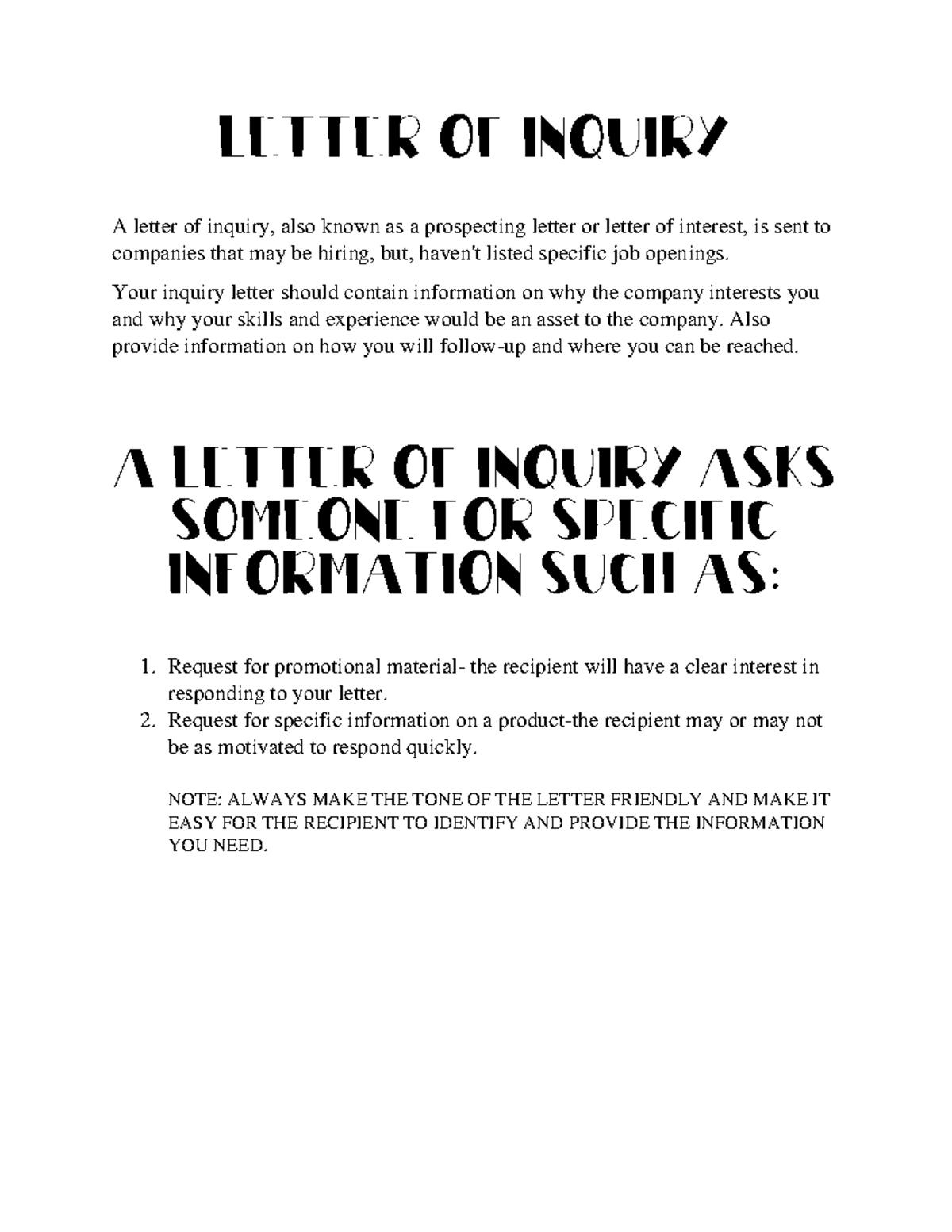 English Module: Letter of Inquiry and Application Guidelines - Studocu
