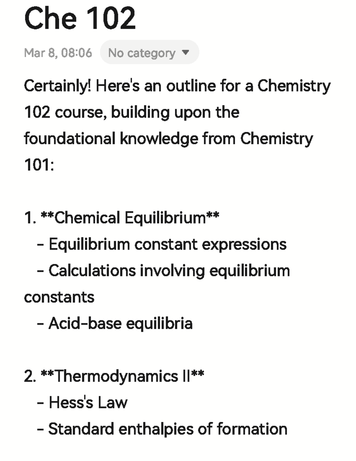 Chemistry 102 Syllabus Overview and Key Dates - Studocu