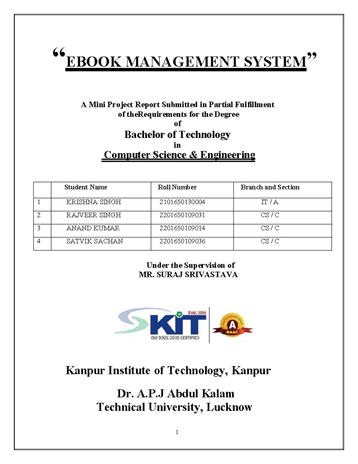 E BOOK Management Project PDF Final - 1 “EBOOK MANAGEMENT SYSTEM” A ...