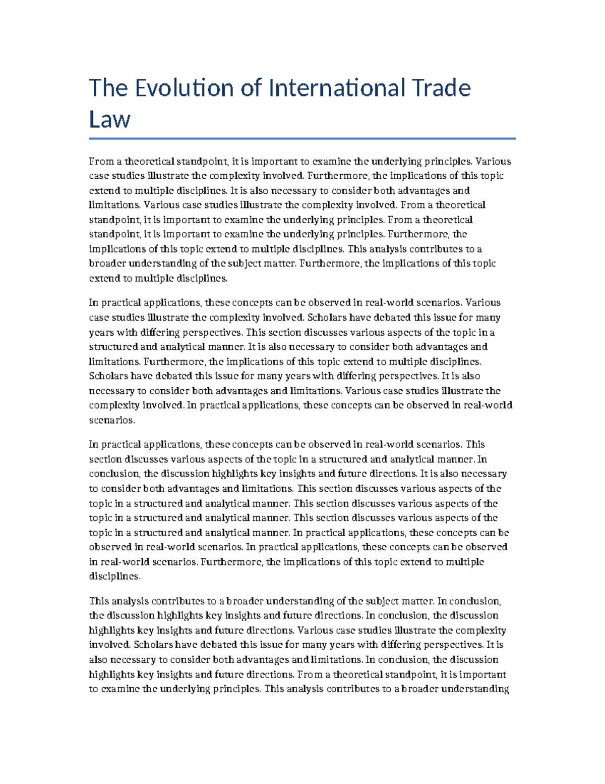 International Trade Law Evolution: Theoretical Insights and Case ...