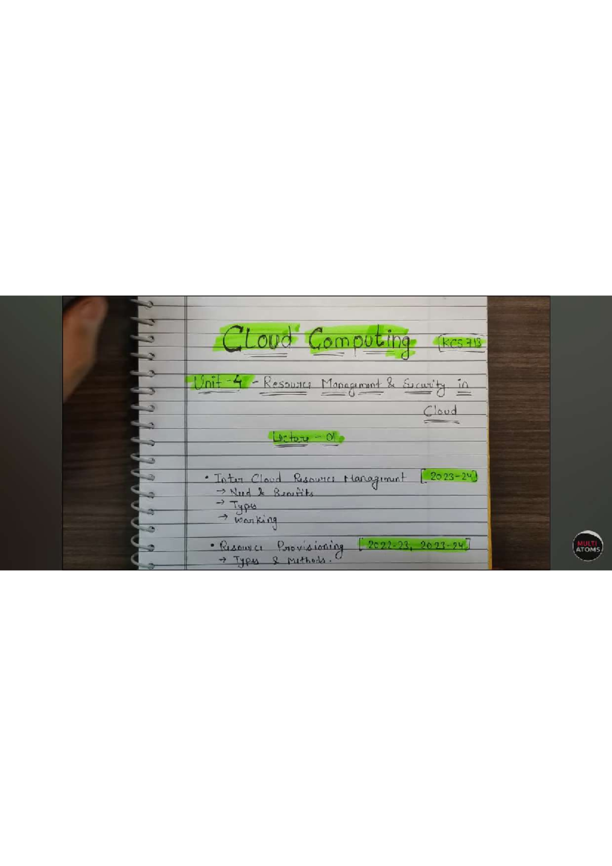 Unit 4 KCS 713 - Cloud Computing Resource Management Lecture Notes ...