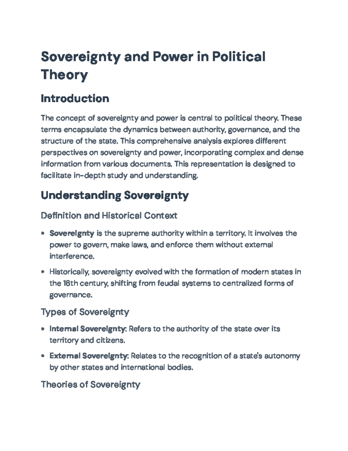 Sovereignty and Power in Political Theory: A Comprehensive Analysis ...