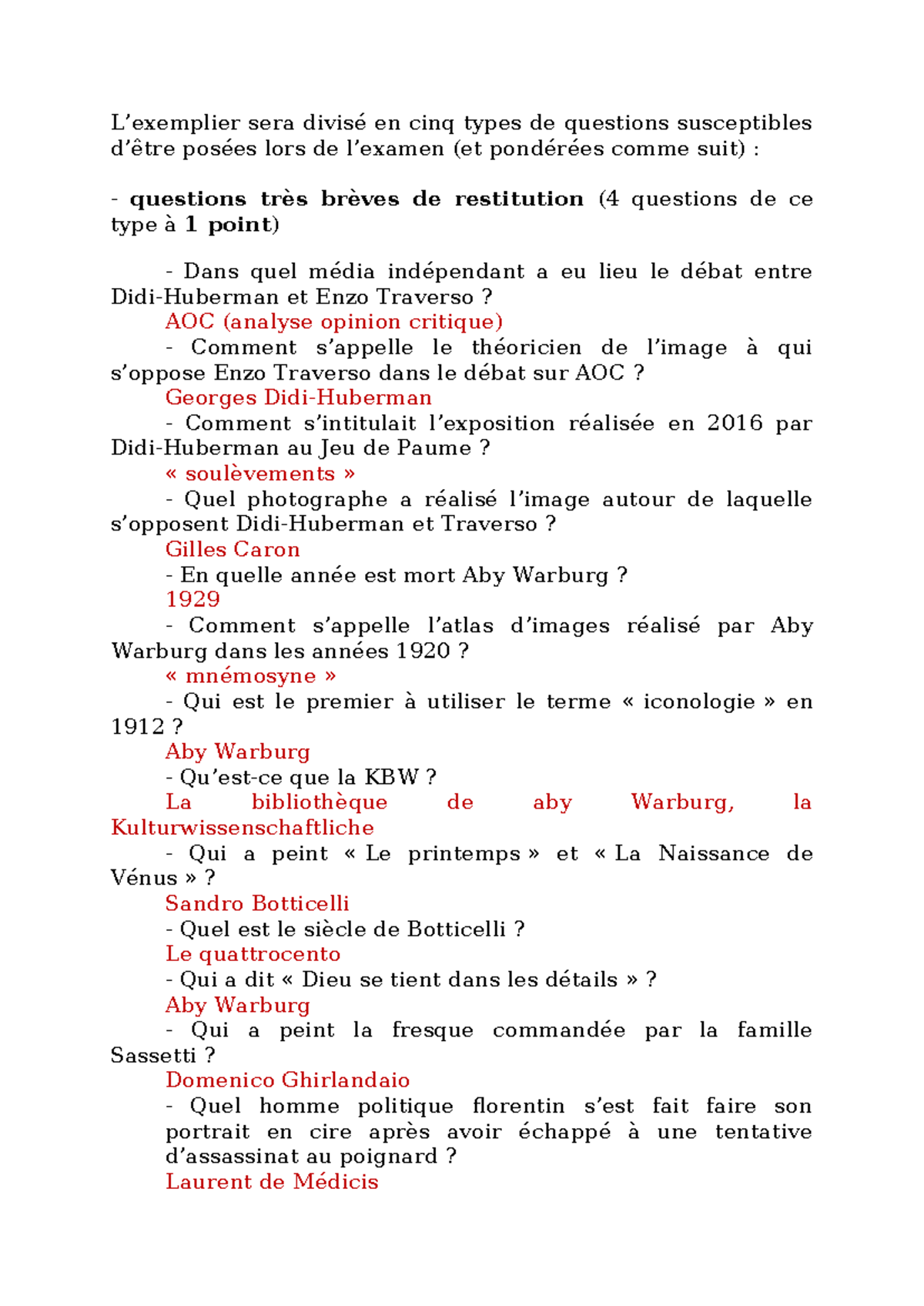 Exemplier de questions pour l'examen DEBUT 2024-2025 - Studocu
