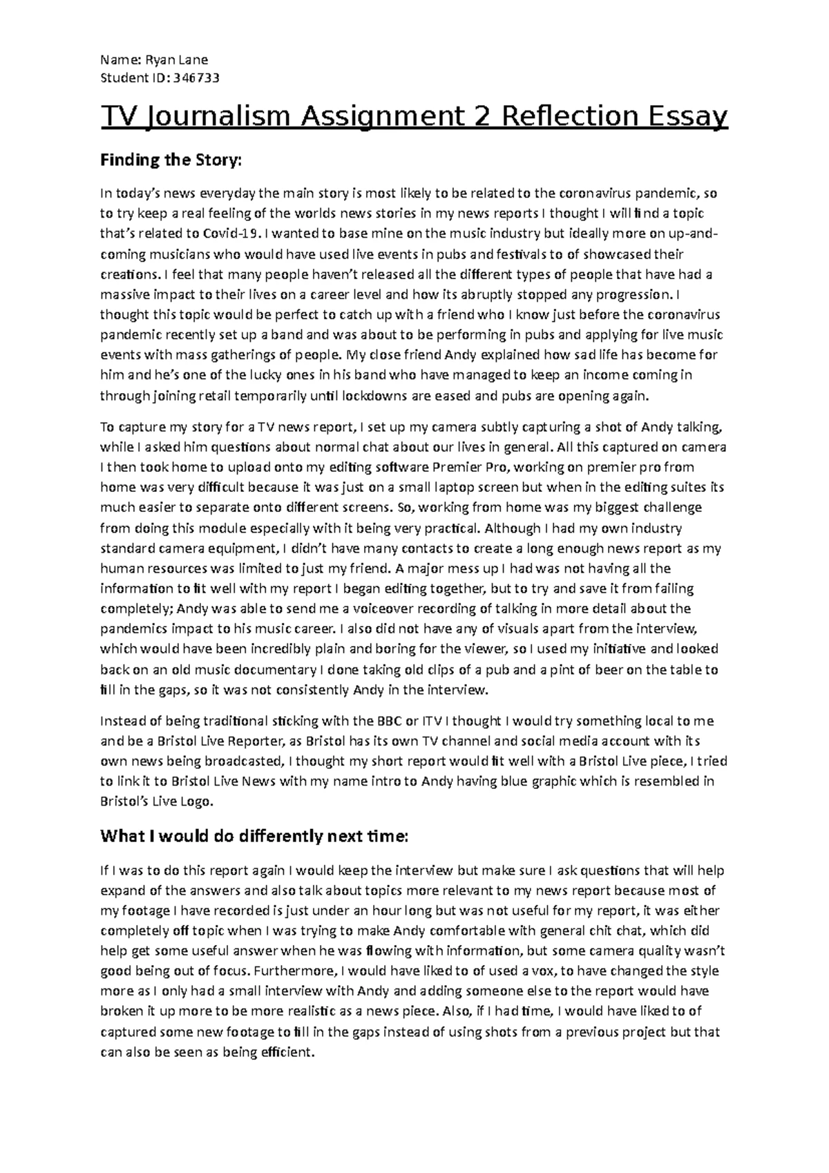 TV Journalism Notes - TV Journalism Homework Note down 3 clear style ...