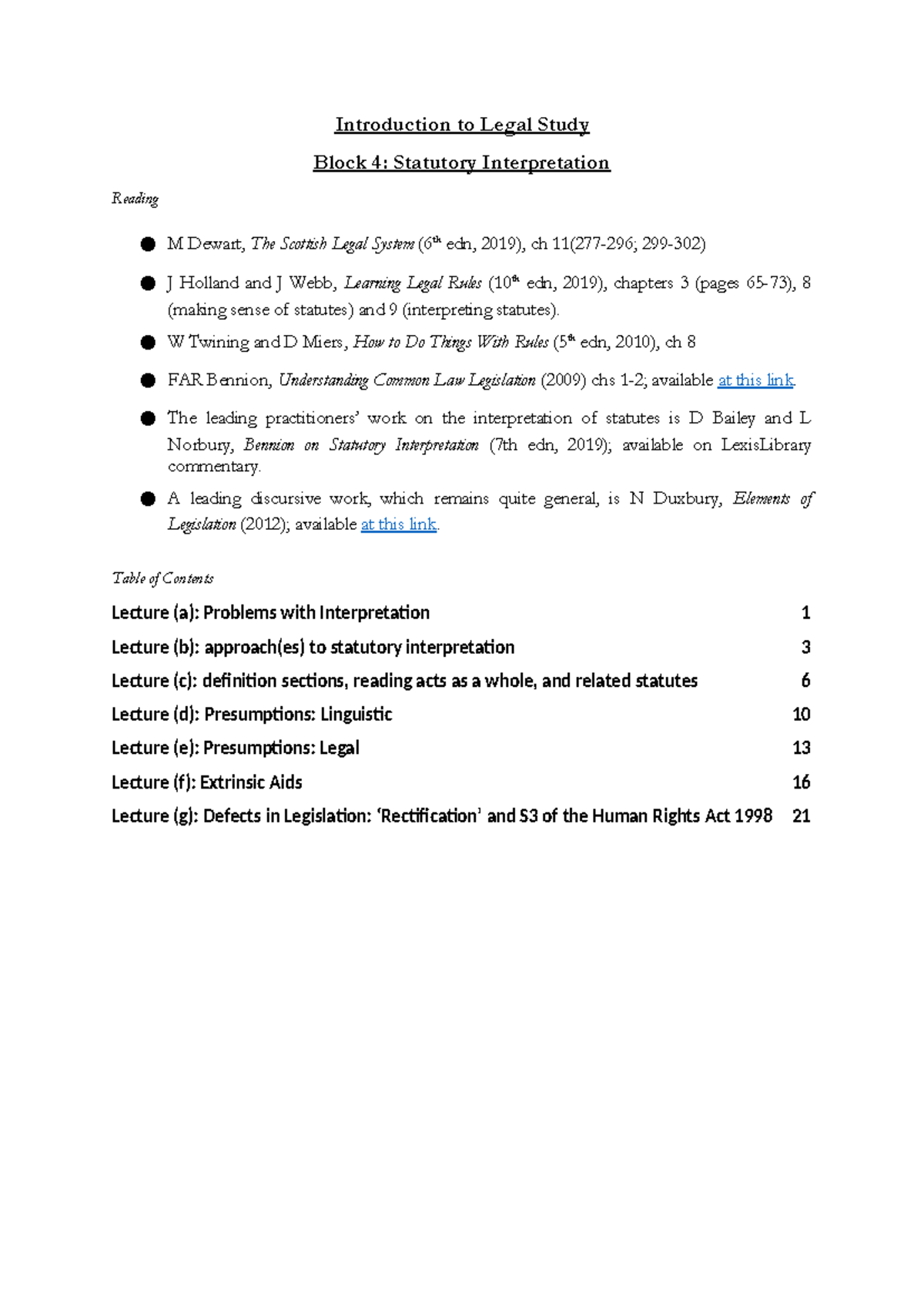 ILS - Block 4 - Comprehensive Notes on Statutory Interpretation - Studocu