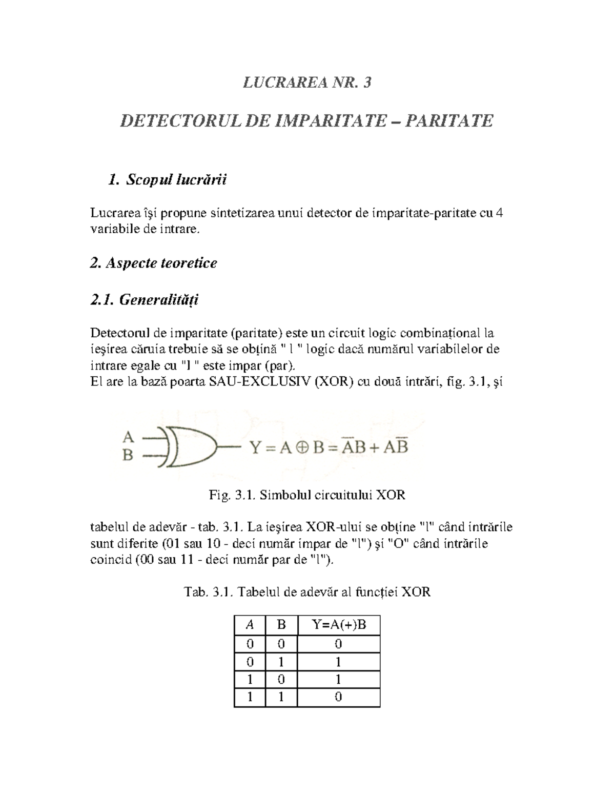 03 - Detectorul de paritate si imparitate - LUCRAREA NR. 3 DETECTORUL ...