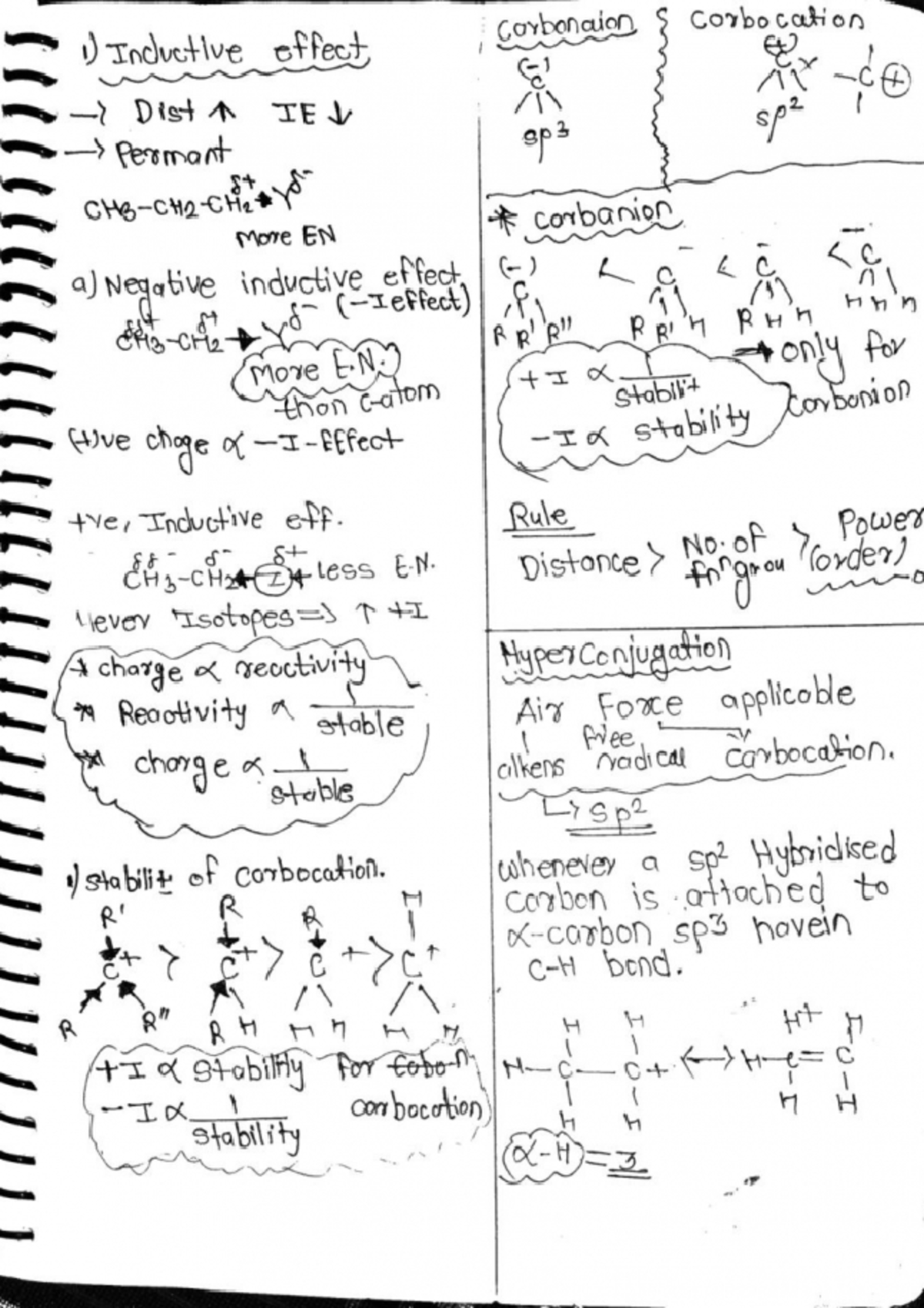 GOC Revision Notes: Carbocations and Stability Concepts - Studocu