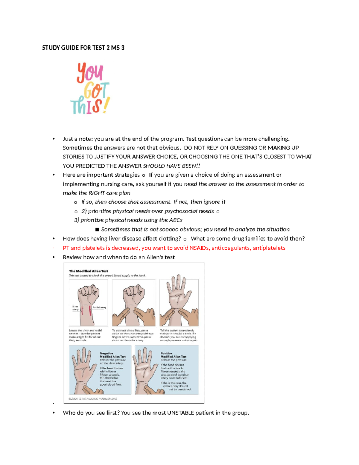 MS 3 Test 2 Study Guide: Strategies for Success in Nursing - Studocu