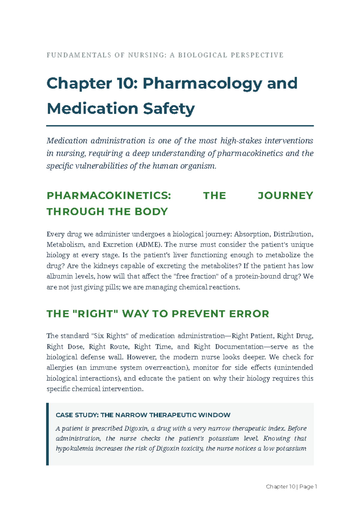 FUNDAMENTALS OF NURSING: Chapter 10 - Pharmacology & Safety - Studocu