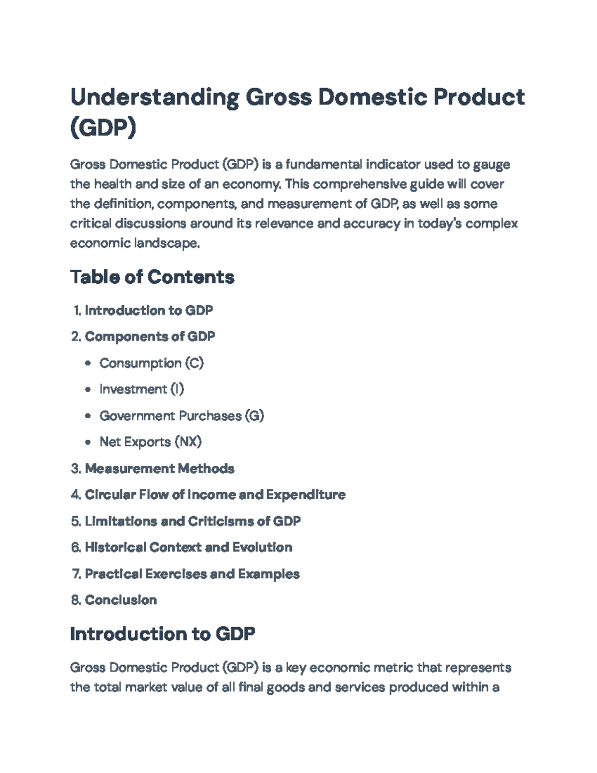 Understanding Gross Domestic Product (GDP): Components and Limitations ...