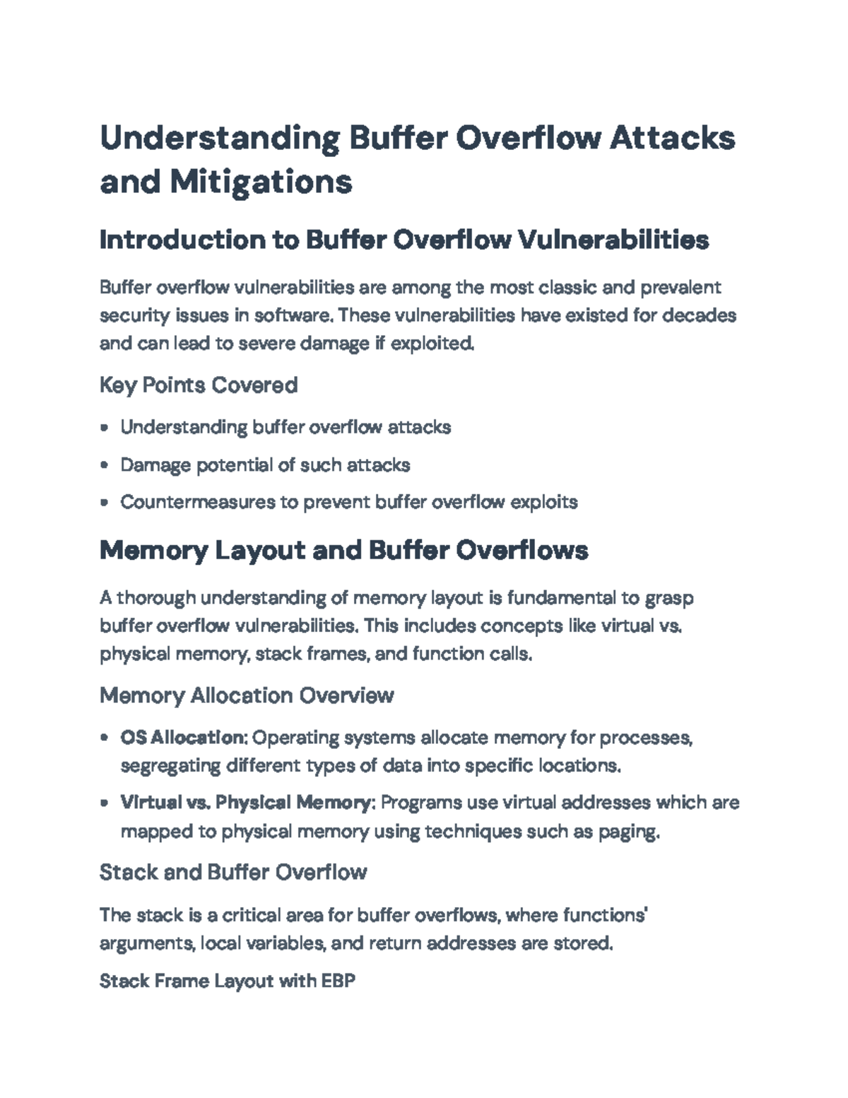 Understanding Buffer Overflow Attacks and Modern Defenses (SEC101 ...