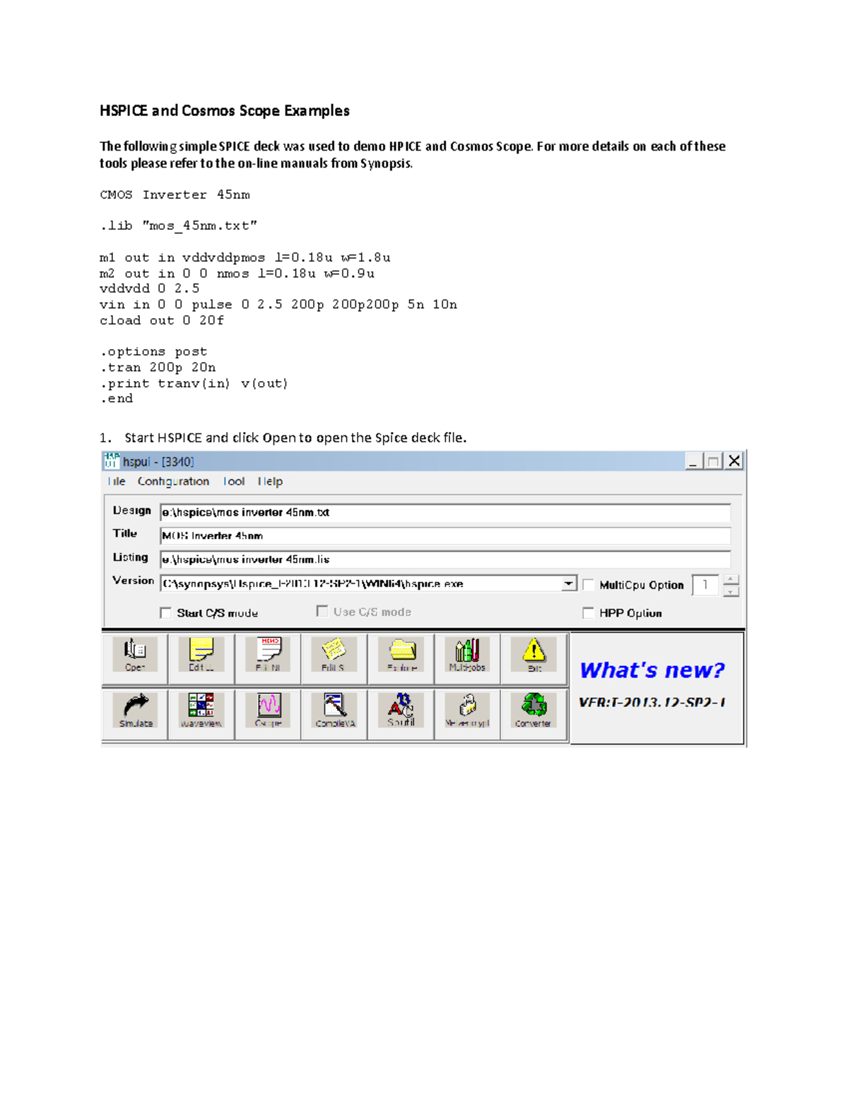 HSPICE and Cosmos Scope Usage Examples for CMOS Inverter (45nm) - Studocu