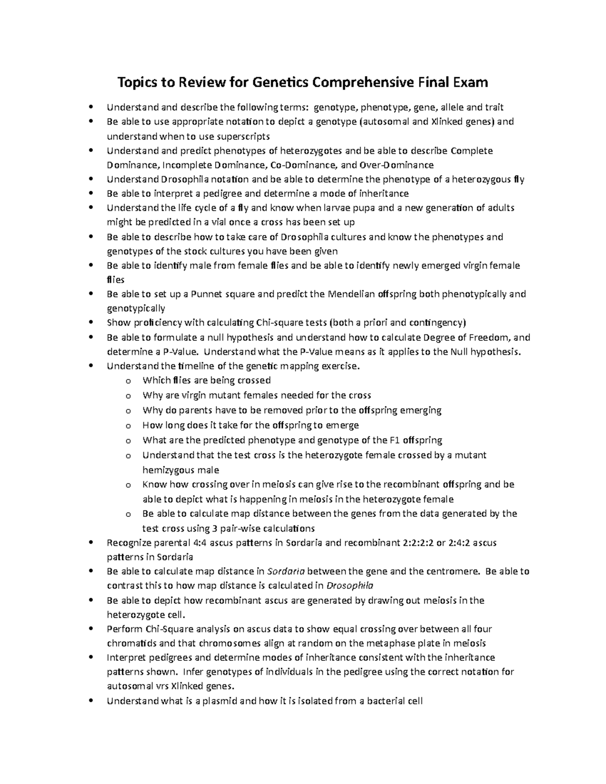 Genetics Comprehensive Final Exam Study Guide (311) Spring 2020 - Studocu