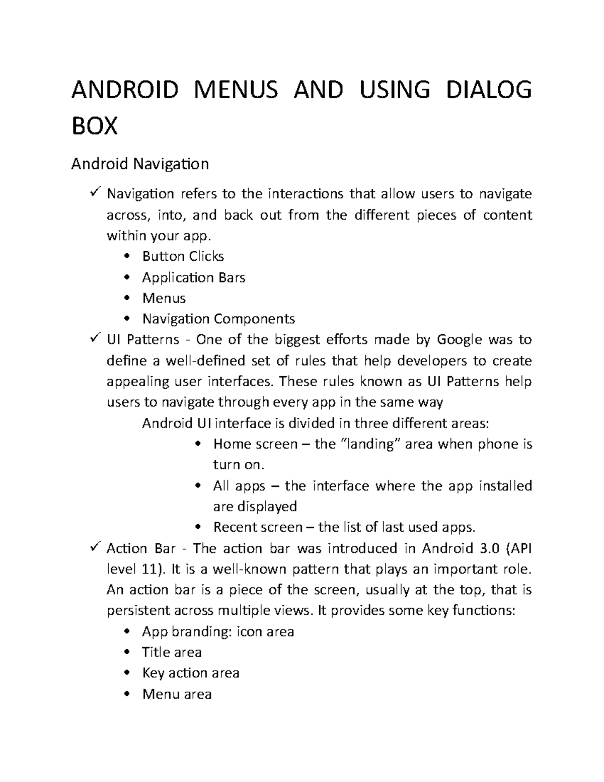 Z - Notes in android menus and using dialog box - ANDROID MENUS AND ...