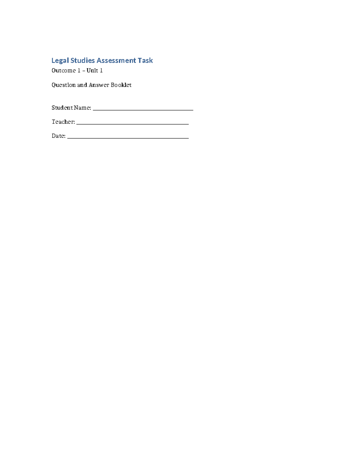 2025 LEGAL PRACTICE SAC: Assessment Task Q&A on Justice Principles ...