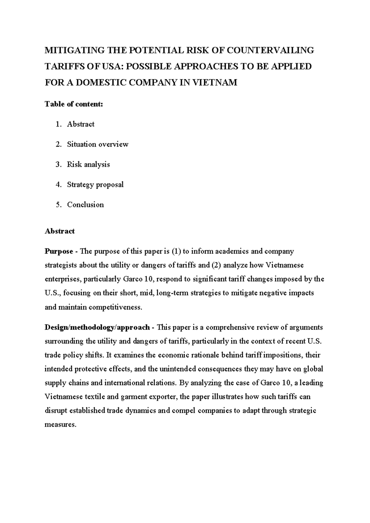 Mitigating U.S. Countervailing Tariffs: Strategies for Garco 10 ...