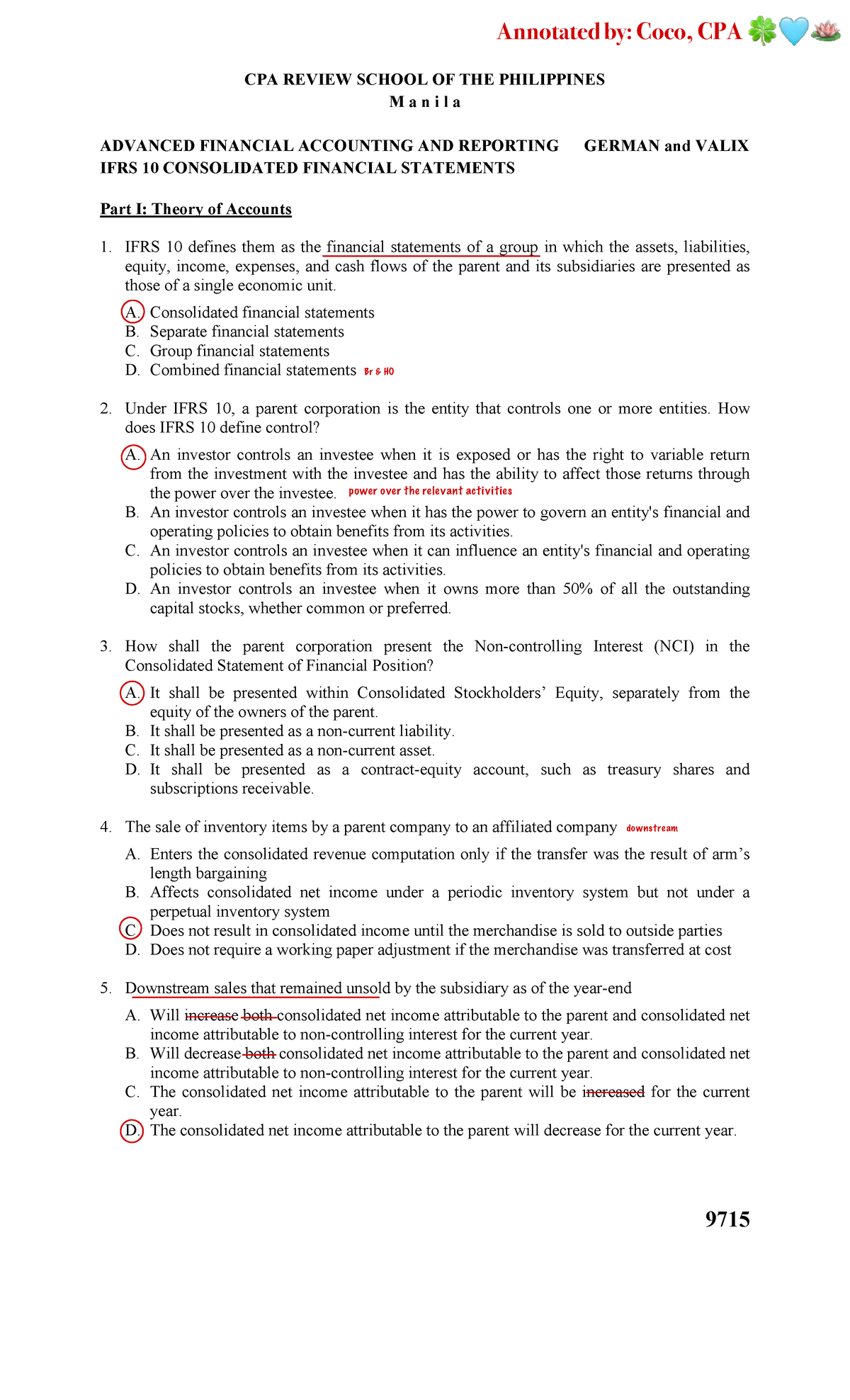 9715 Advanced Financial Accounting: IFRS 10 Consolidated Financial Statements - Document Preview