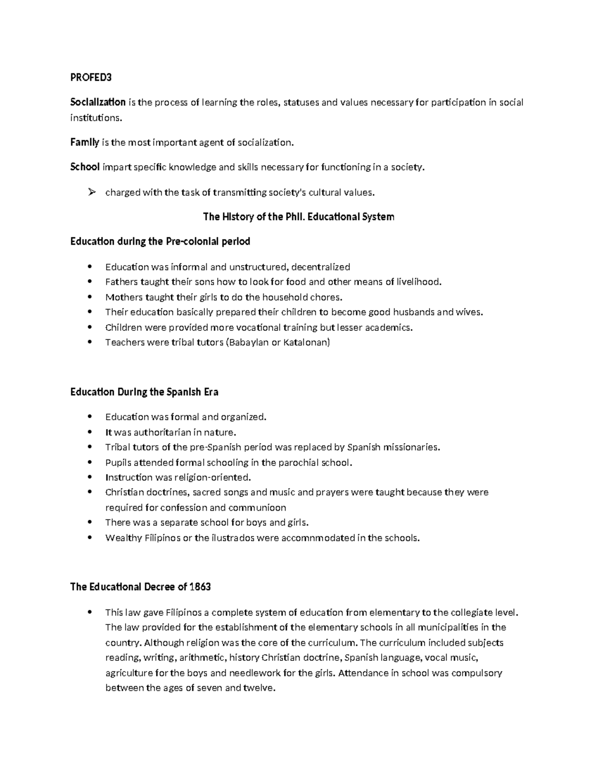 Profed 3: Overview of Philippine Educational System History - Studocu