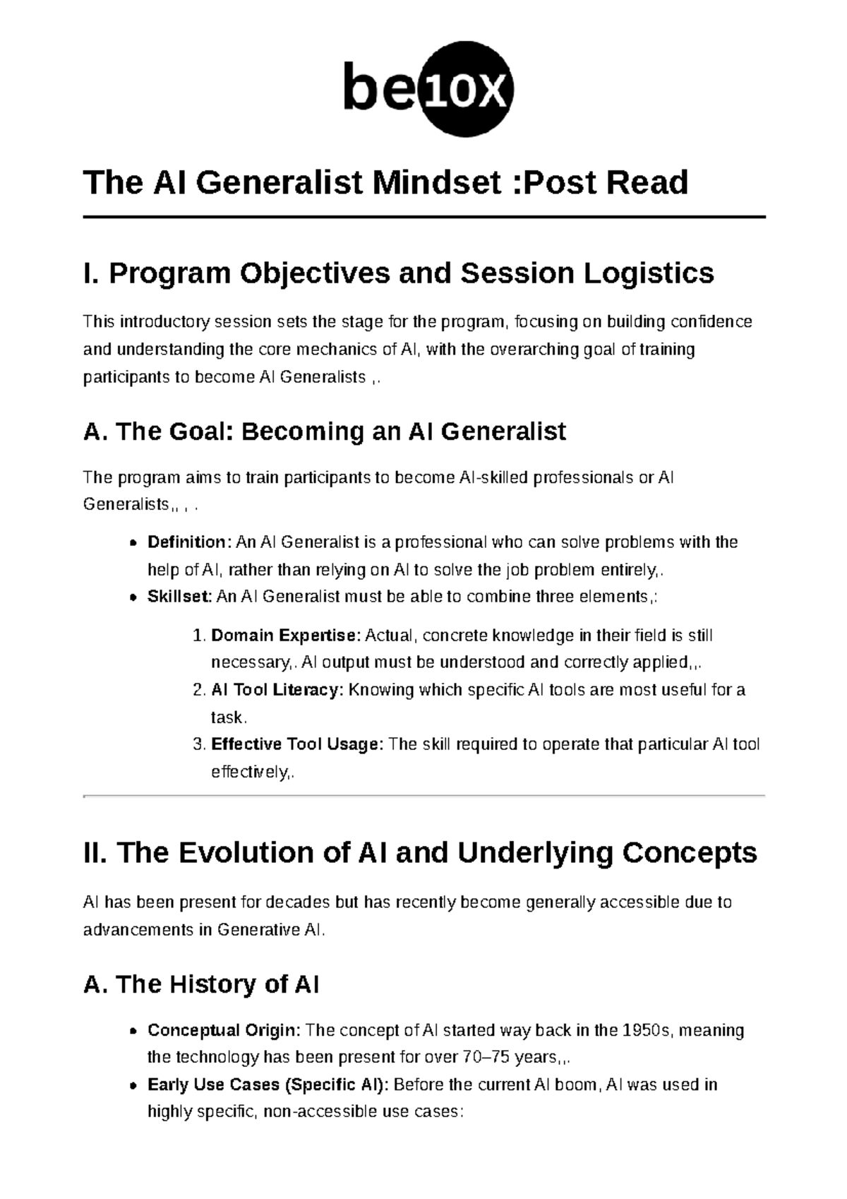Post Read: The AI Generalist Mindset (C6) - Program Overview and Key ...