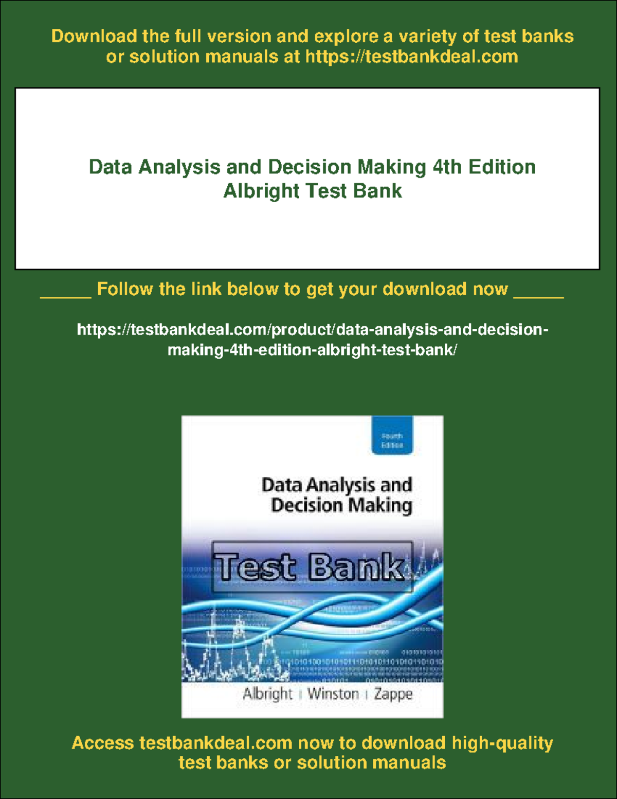 1392 - Data analysis and decision making 4th edition albright test bank ...