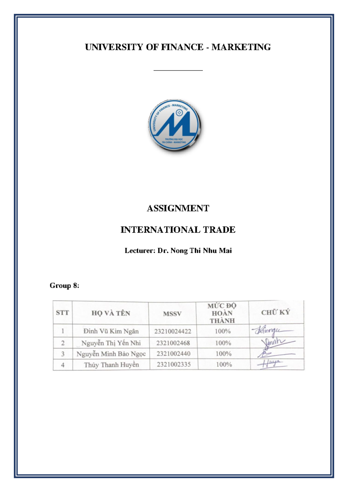 FIN 202 - Marketing Assignment: International Trade Analysis - Studocu