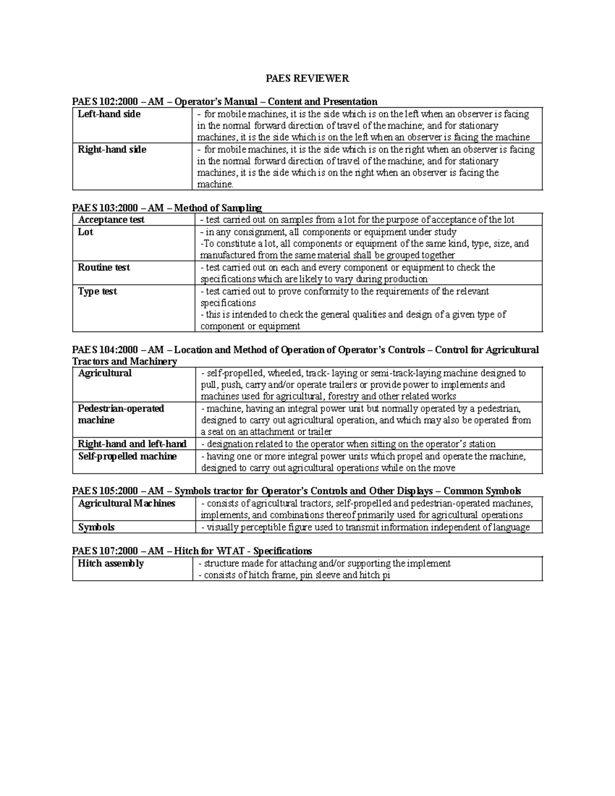 PAES 102-114 Reviewer: Operator's Manual & Pump Specs Overview - Studocu