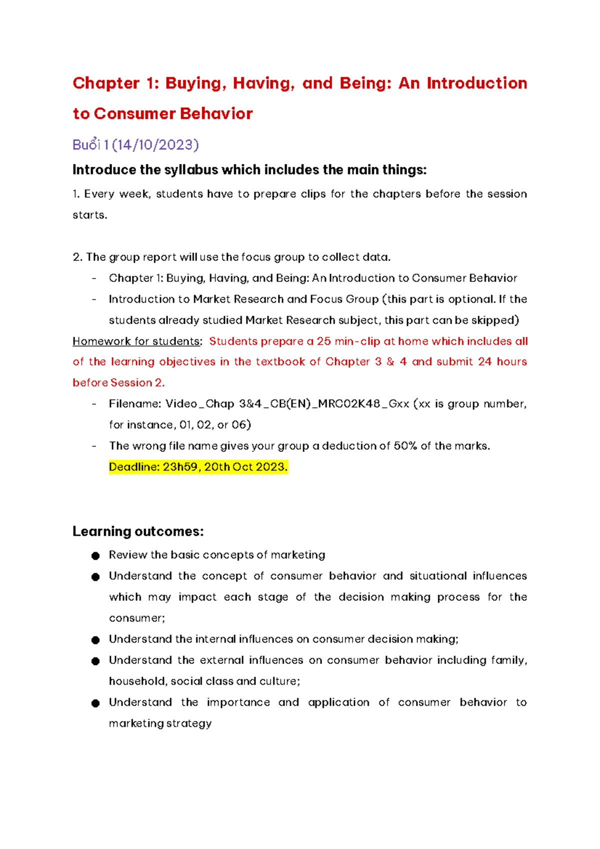 CB - Lecture Notes - Chương 1: Consumer Behavior Overview and Concepts ...