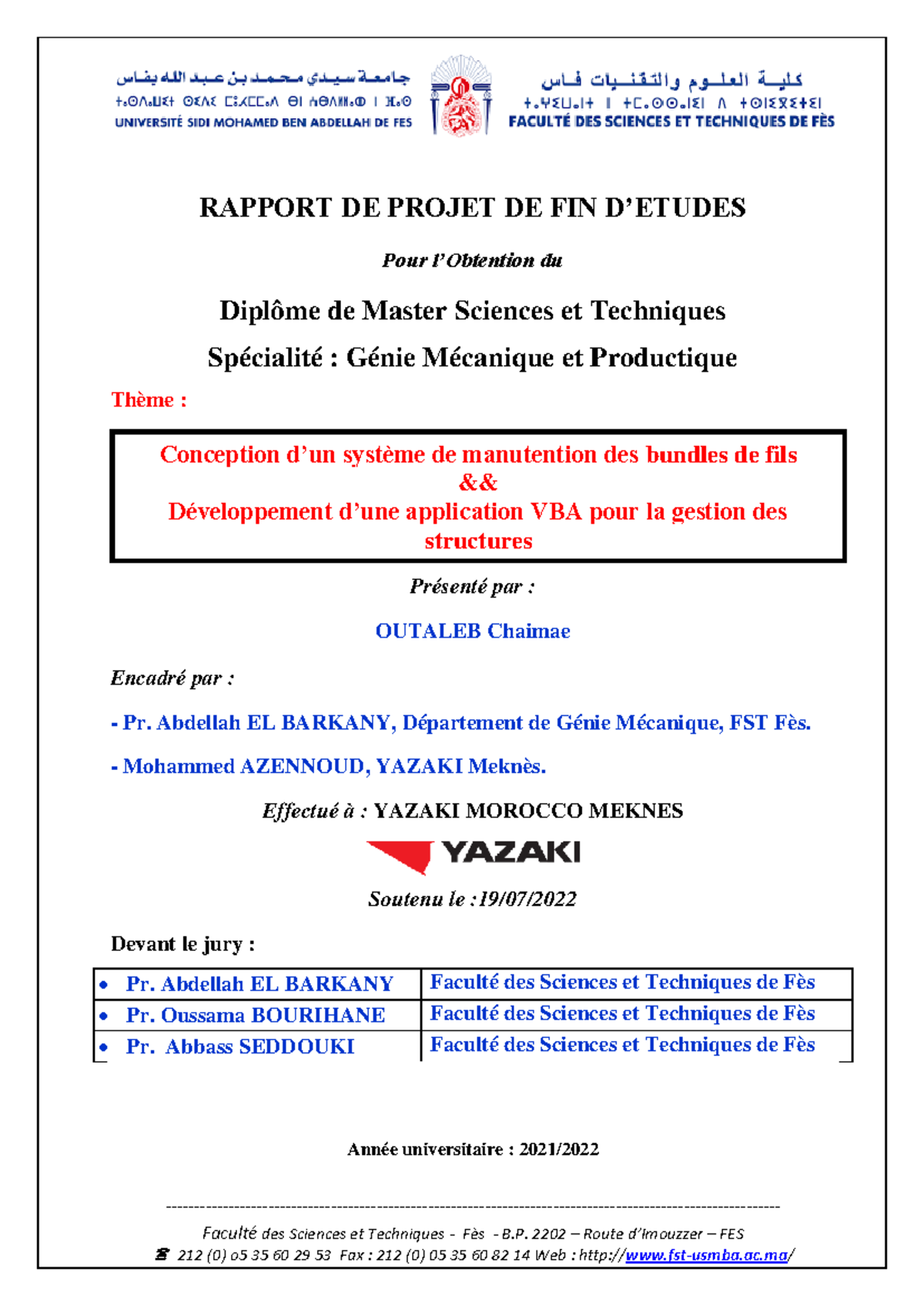 Rapport de Projet de Fin d'Études (PFE) - GMPr : Conception d'un ...