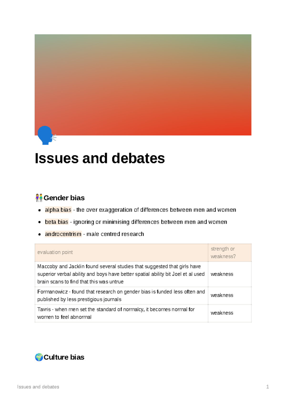 A Level Psychology Issues and Debates Overview Notes - Studocu