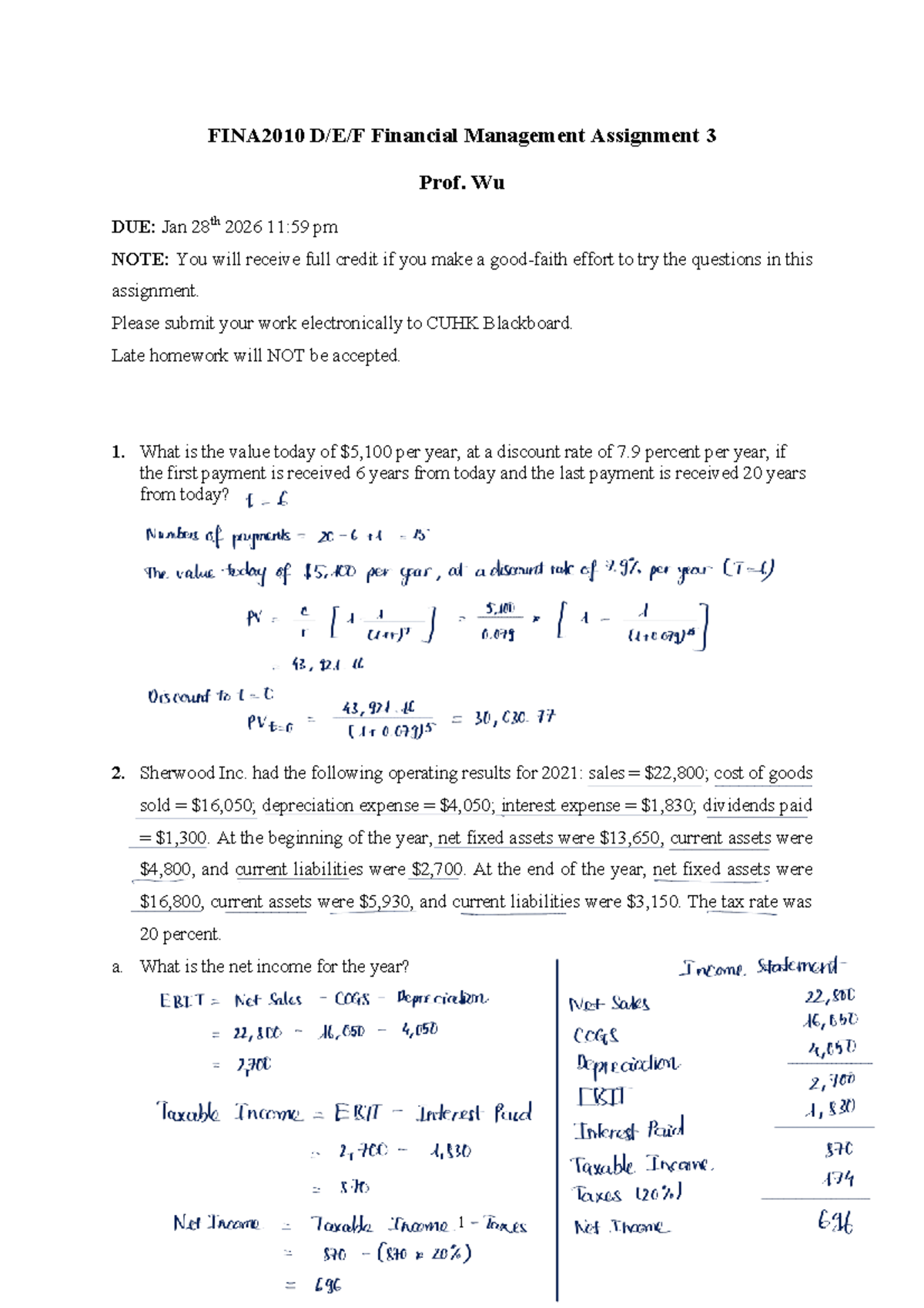 FINA2010 Financial Management Assignment 3 - Practice Guide - Studocu