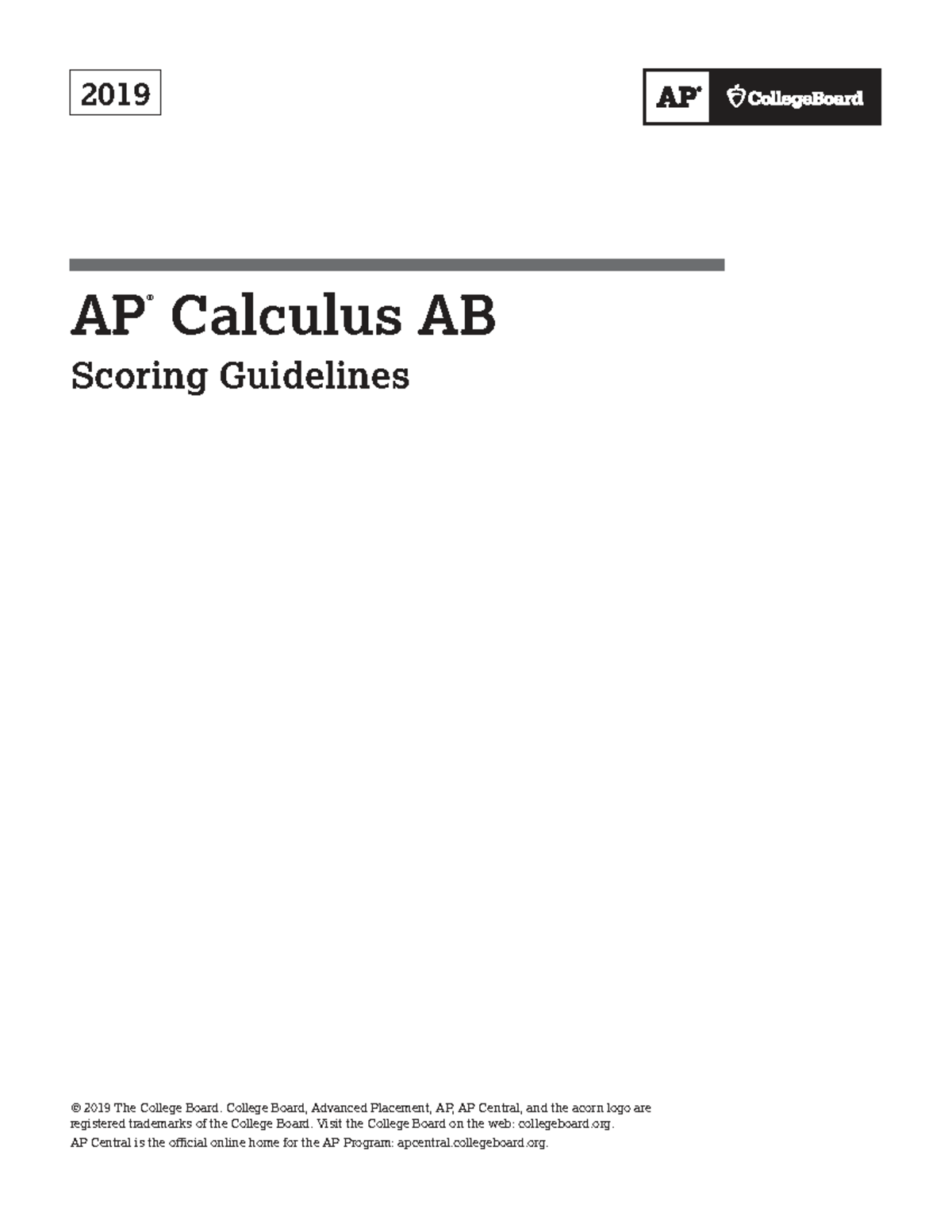 2019 AP Calculus AB & BC Scoring Guidelines Overview - Studocu