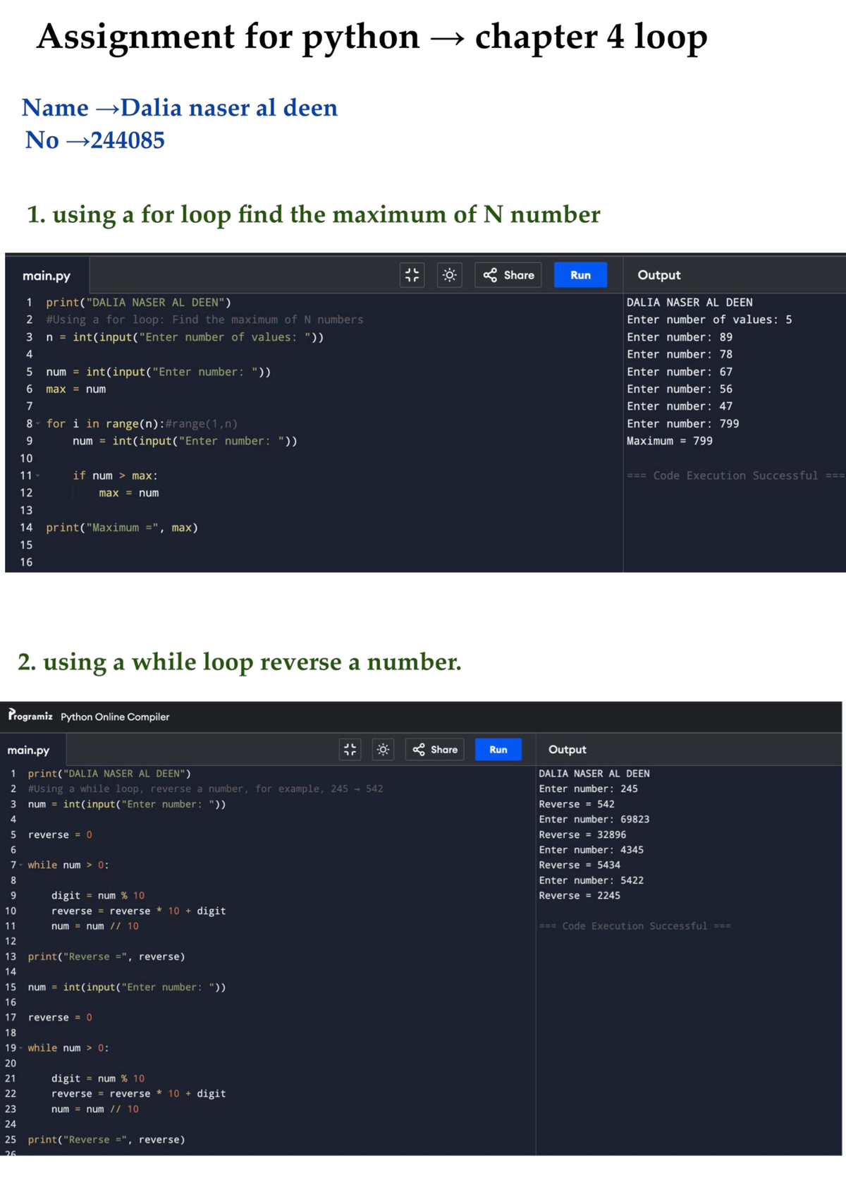 Python Assignment: Chapter 4 Loops (PYTHON 101) - Studocu