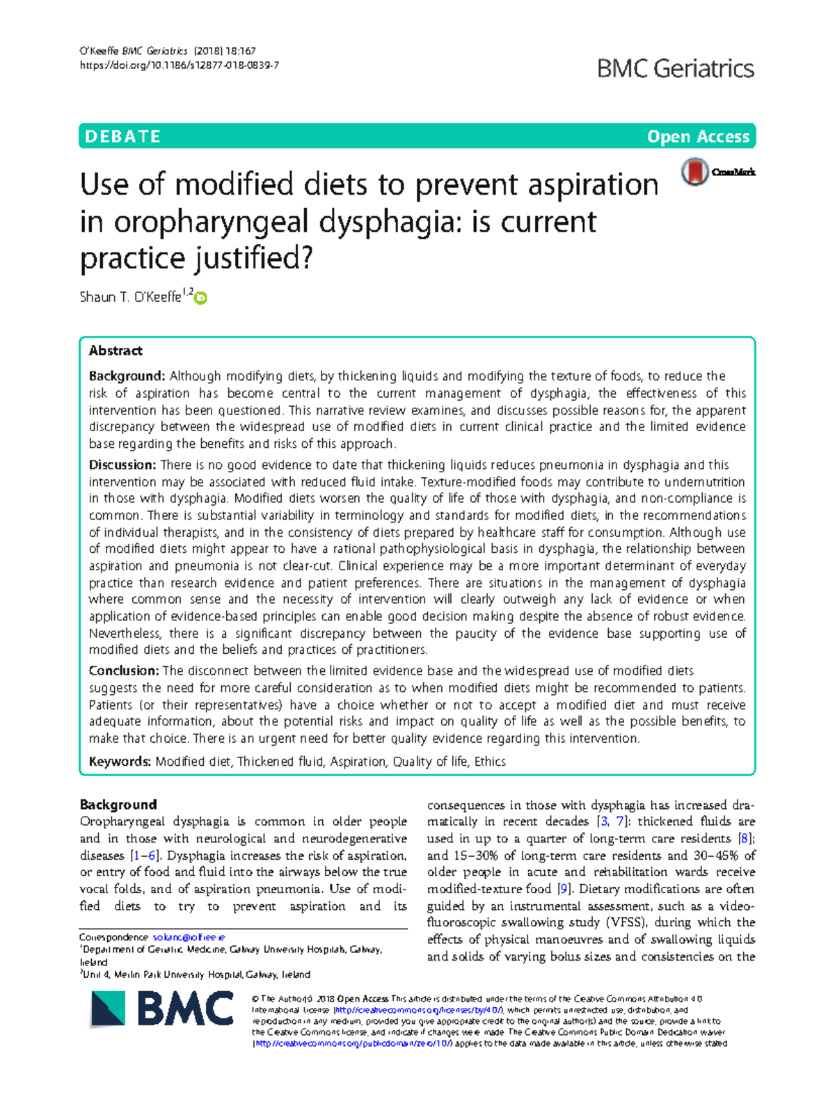 Use of Modified Diets in Oropharyngeal Dysphagia: Evidence and Practice ...