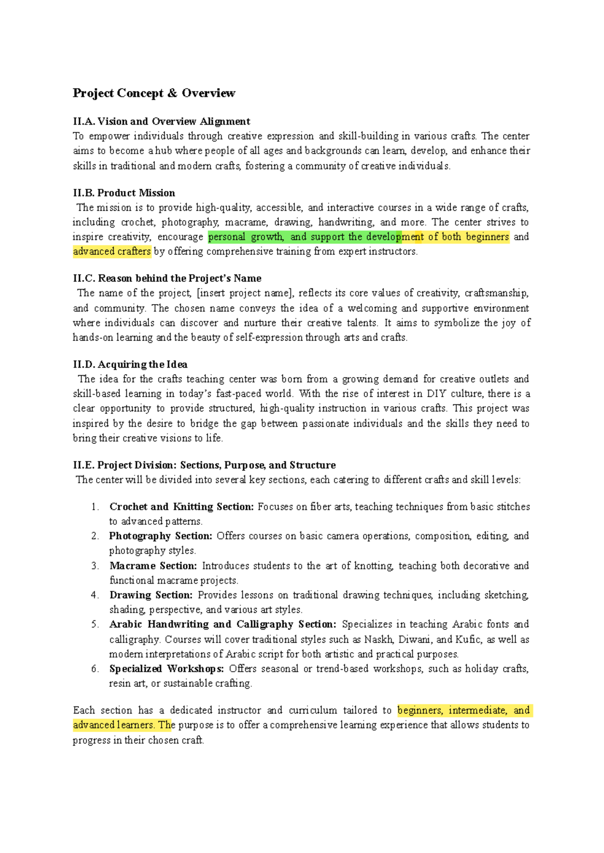 Project Concept Summary for Money & Banking Course on Craft Education ...