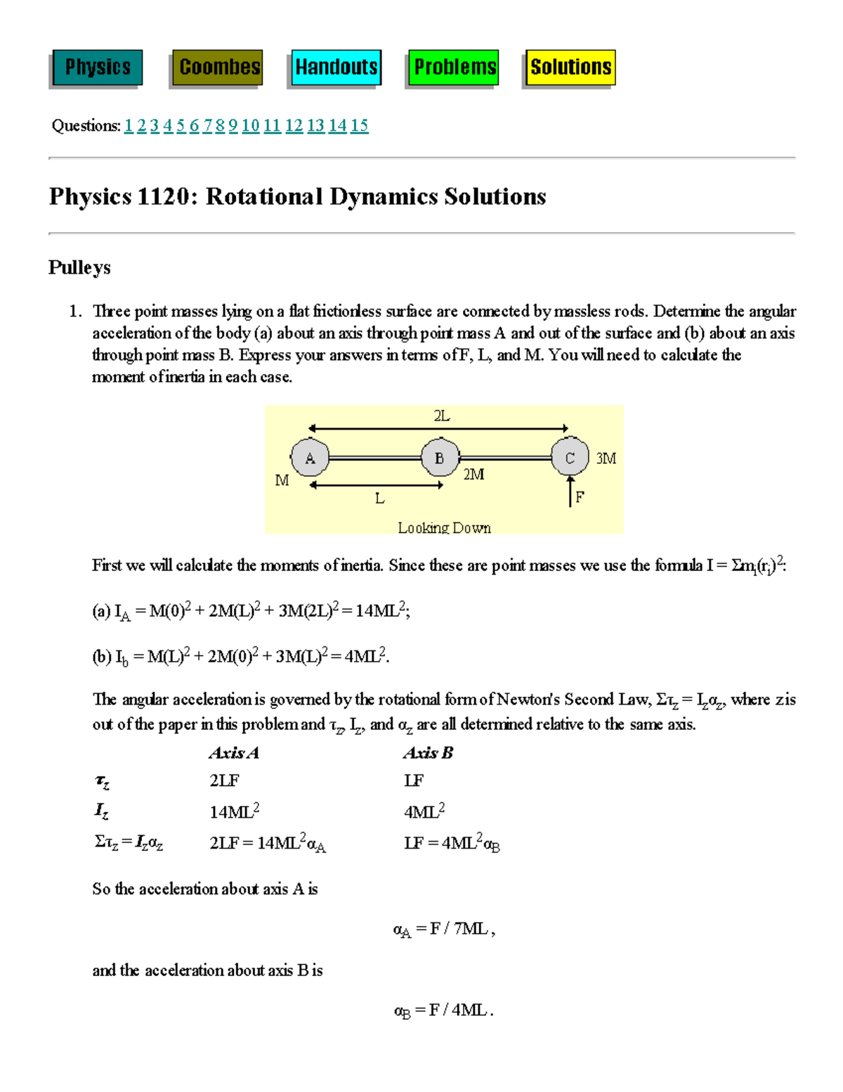 PHYS 1120: Rotational Dynamics Solutions and Problem Analysis - Studocu