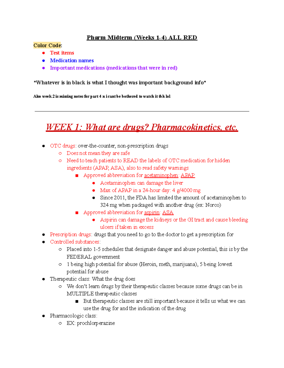 Pharm Midterm Study Guide: Key Medications & Important Concepts - Studocu