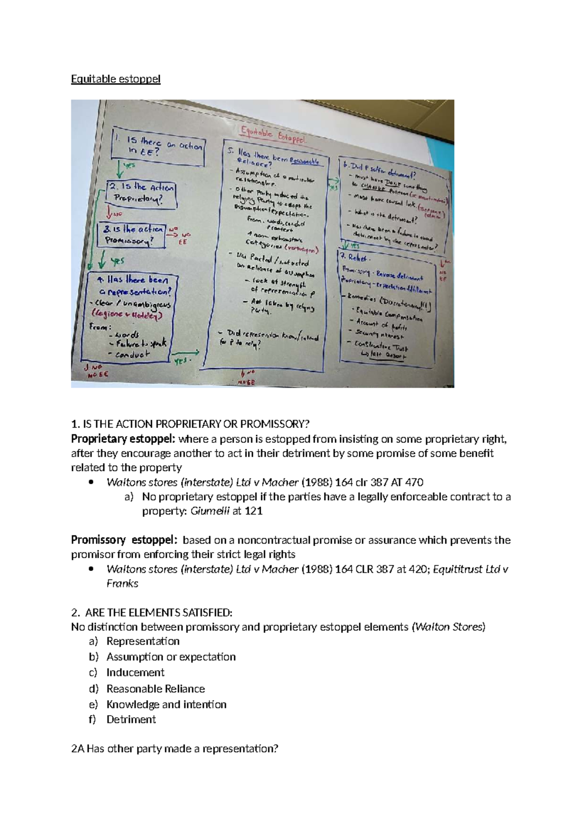 Equitable Estoppel Notes - Seminar Insights on Proprietary vs ...