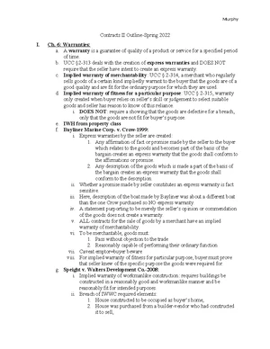 Contracts II - Outline of Key Concepts & Legal Principles - Studocu